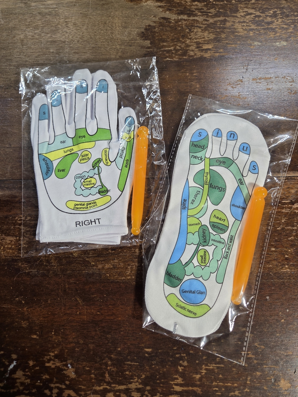 Reflexology Hand & Foot Massage Gloves and Insole Charts